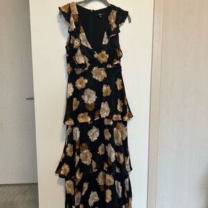 Lulus Floral Black and Brown Women's Dress